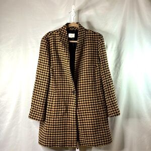 LOFT Houndstooth Coat size XL Tan & Black